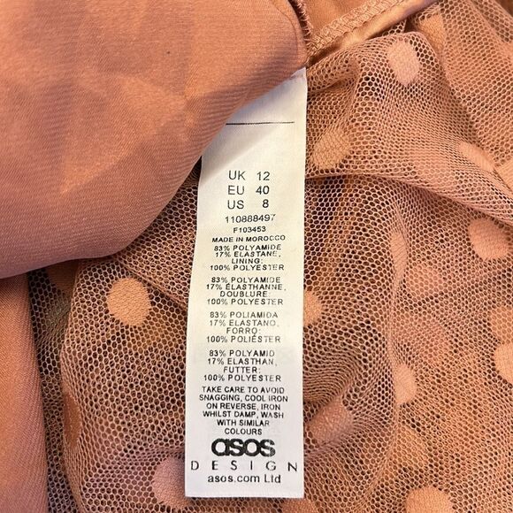 asos Design mauve sheer tiered mini dress Size 8 NWOT - Picture 10 of 11